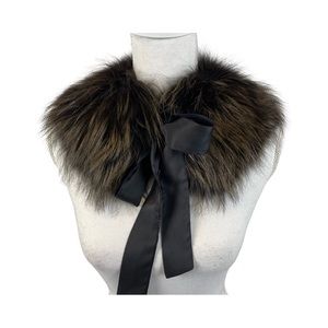 Fur Collar with Silk Ties • NWOT